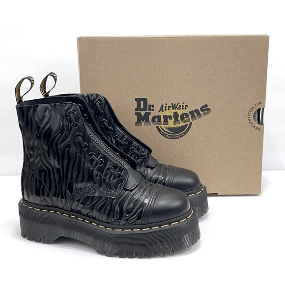 NEW DR MARTENS SINCLAIR ZEBRA SMOOTH LEATHER PLATFORM BOOTS - Picture 4 of 12